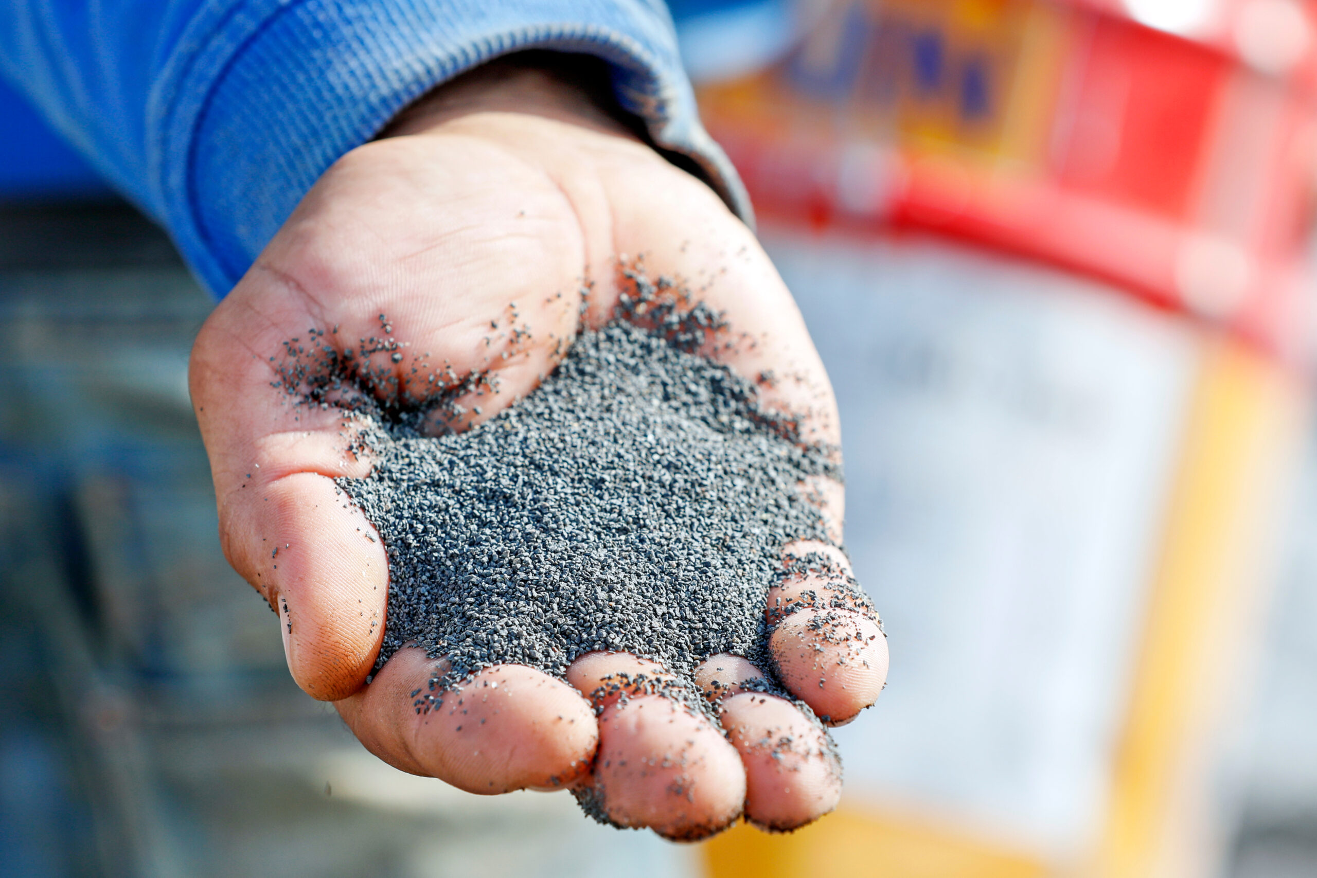 a handful of sand (basalt) grits for sandblasting or abrasive