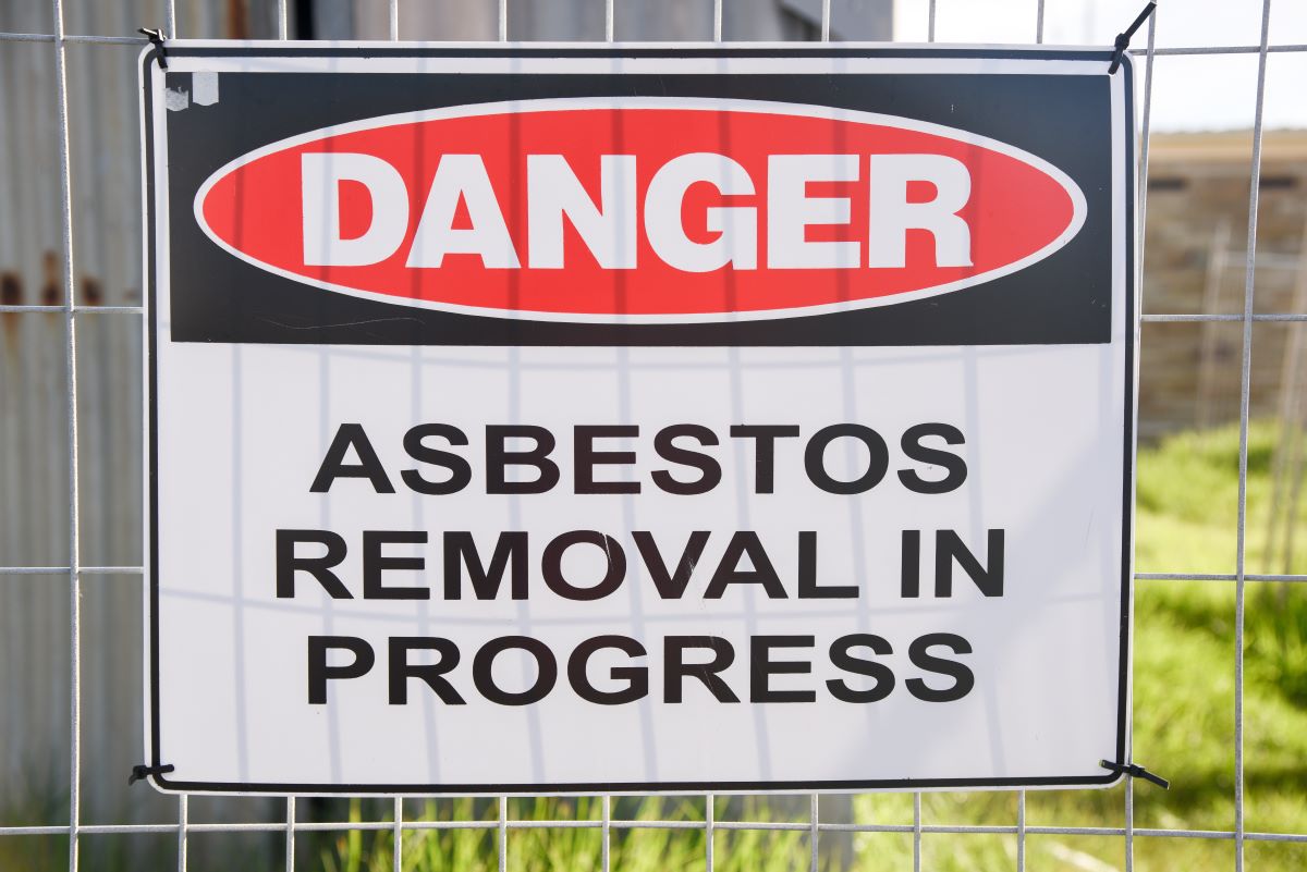 danger signage for asbestos removal in progress
